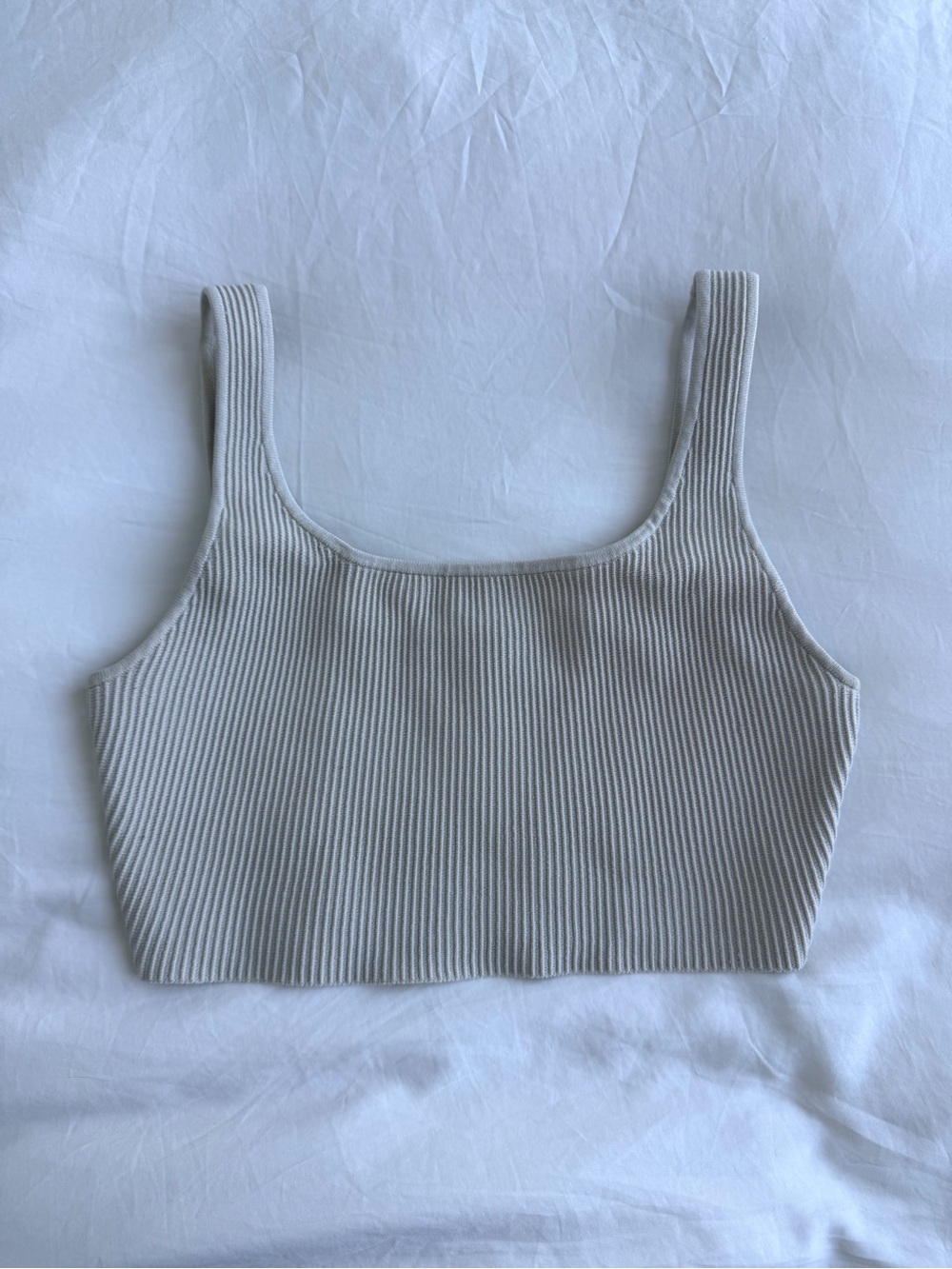 Aritzia Babaton Ribbed Square Neck Tank Crop Top - Cream